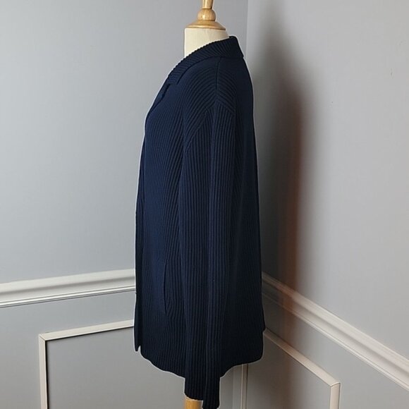 LAUREN RALPH LAUREN Navy Knit Double Breasted Nautical Cardigan Sweater Jacket - Picture 2 of 9